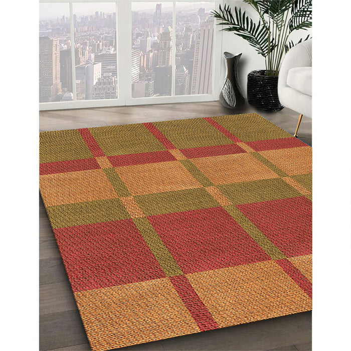 Patterned Orange Rug in Family Room, pat1102org