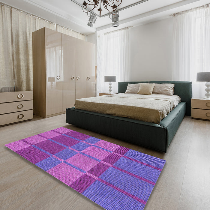 Patterned Dark Orchid Purple Rug in a Bedroom, pat1102pur