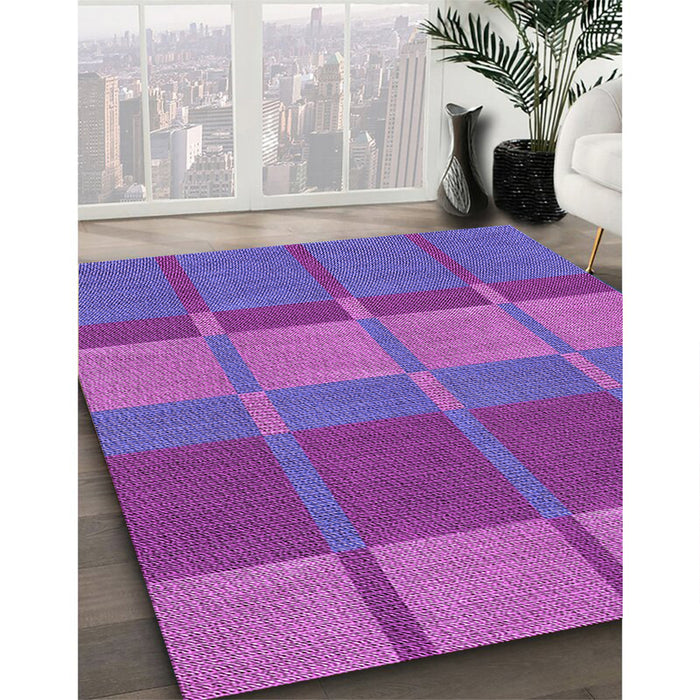 Patterned Dark Orchid Purple Rug in Family Room, pat1102pur