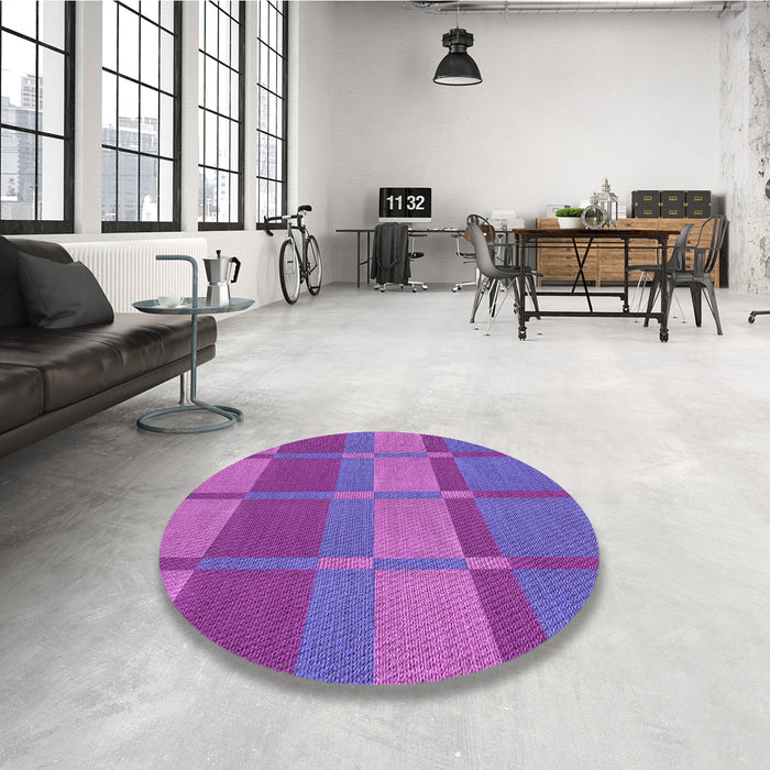 Round Patterned Dark Orchid Purple Rug in a Office, pat1102pur