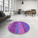Round Patterned Dark Orchid Purple Rug in a Office, pat1102pur