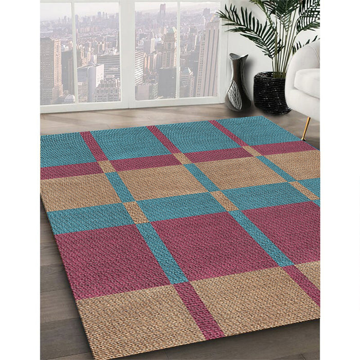 Patterned Dark Sea Green Novelty Rug in Family Room, pat1102