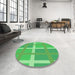 Round Patterned Neon Green Rug in a Office, pat1103grn