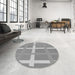 Round Patterned Cloud Gray Rug in a Office, pat1103gry