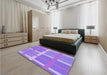 Patterned Bright Lilac Purple Rug in a Bedroom, pat1103pur