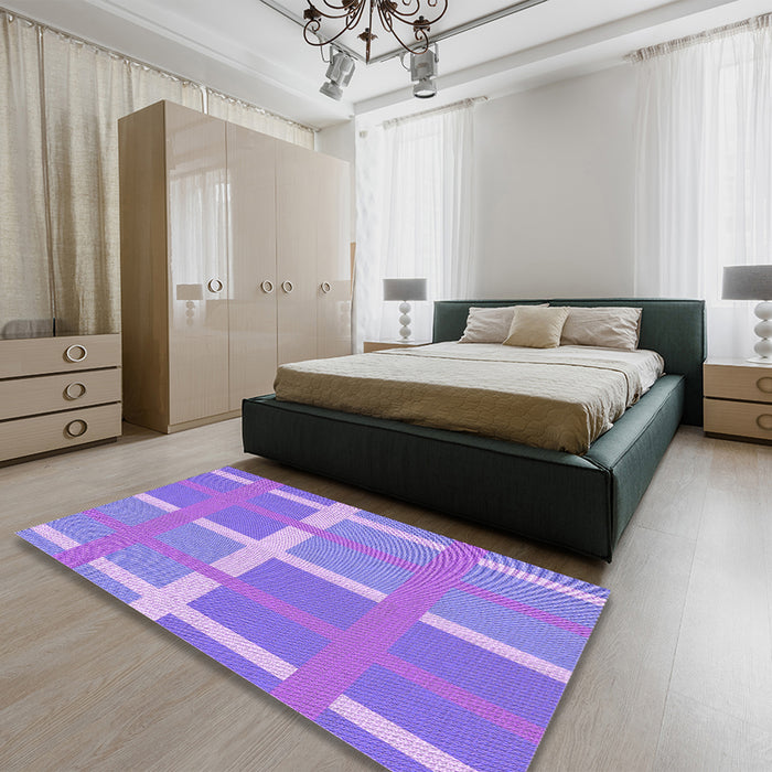 Patterned Bright Lilac Purple Rug in a Bedroom, pat1103pur