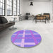 Round Patterned Bright Lilac Purple Rug in a Office, pat1103pur