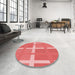 Round Patterned Ruby Red Rug in a Office, pat1103rd