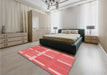 Patterned Ruby Red Rug in a Bedroom, pat1103rd