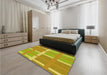 Patterned Dark Golden Brown Rug in a Bedroom, pat1103yw