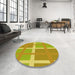 Round Patterned Dark Golden Brown Rug in a Office, pat1103yw