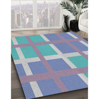 Patterned Sky Blue Novelty Rug, pat1103