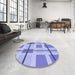 Round Patterned Blue Rug in a Office, pat1104blu