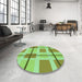 Round Patterned Green Rug in a Office, pat1104grn