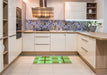 Patterned Green Rug in a Kitchen, pat1104grn