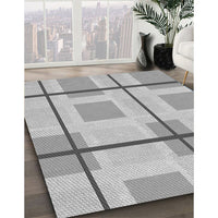 Patterned Platinum Silver Gray Rug, pat1104gry