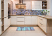 Patterned Slate Blue Grey Blue Rug in a Kitchen, pat1104lblu