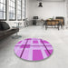 Round Patterned Pastel Purple Pink Rug in a Office, pat1104pur