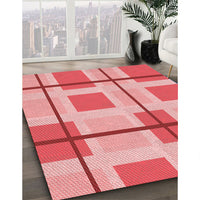 Patterned Pastel Pink Rug, pat1104rd