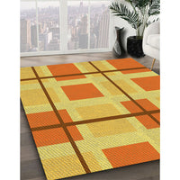 Patterned Bright Gold Yellow Rug, pat1104yw