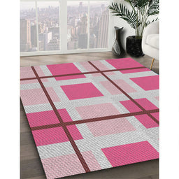 Patterned Pink Violet Pink Novelty Rug in Family Room, pat1104