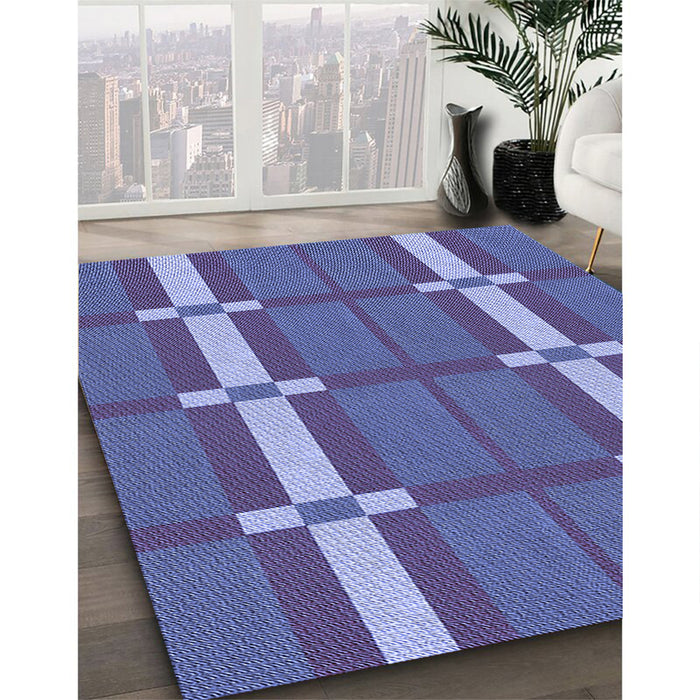 Patterned Sky Blue Rug in Family Room, pat1105blu