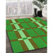 Patterned Seaweed Green Rug in Family Room, pat1105grn