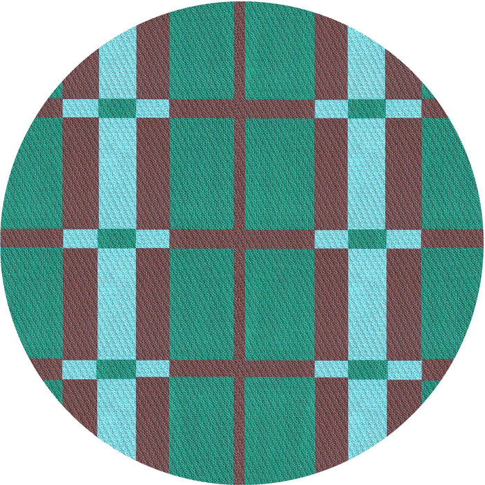 Square Patterned Dark Turquoise Green Rug, pat1105lblu