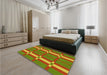 Patterned Pistachio Green Rug in a Bedroom, pat1105yw