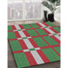 Patterned Green Novelty Rug in Family Room, pat1105