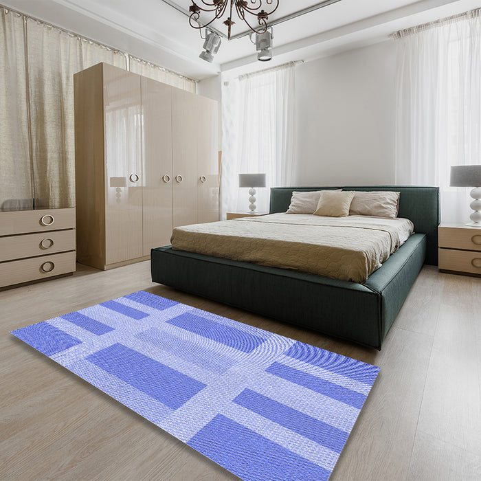 Patterned Light Slate Blue Rug in a Bedroom, pat1106blu