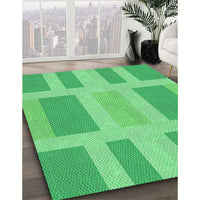 Patterned Lime Mint Green Rug, pat1106grn