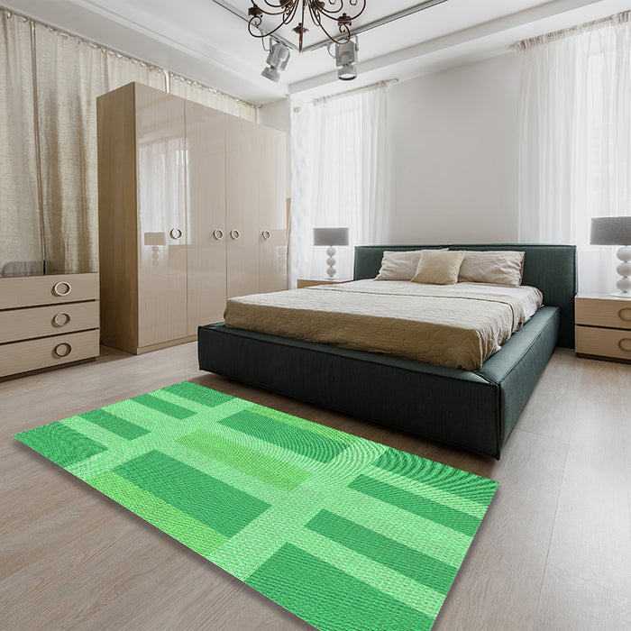 Patterned Lime Mint Green Rug in a Bedroom, pat1106grn