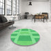 Round Patterned Lime Mint Green Rug in a Office, pat1106grn