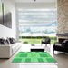 Square Patterned Lime Mint Green Rug in a Living Room, pat1106grn