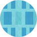 Square Patterned Bright Turquoise Blue Rug, pat1106lblu