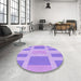 Round Patterned Mauve Purple Rug in a Office, pat1106pur