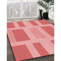 Patterned Light Salmon Pink Rug, pat1106rd