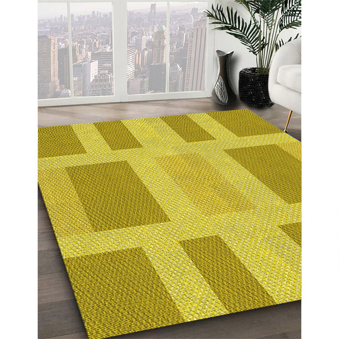 Machine Washable Transitional Yellow Rug in a Family Room, wshpat1106yw