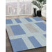 Patterned Steel Blue Novelty Rug in Family Room, pat1106