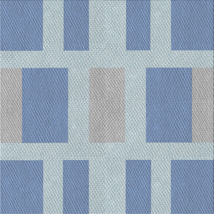 Square Patterned Steel Blue Novelty Rug, pat1106