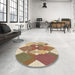 Round Patterned Light Brown Rug in a Office, pat1107brn