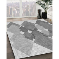 Patterned Platinum Silver Gray Rug, pat1107gry