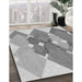 Machine Washable Transitional Platinum Silver Gray Rug in a Family Room, wshpat1107gry