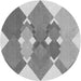 Square Patterned Platinum Silver Gray Rug, pat1107gry