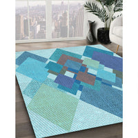 Patterned Blue Ivy Blue Rug, pat1107lblu