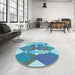 Round Patterned Blue Ivy Blue Rug in a Office, pat1107lblu