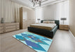 Patterned Blue Ivy Blue Rug in a Bedroom, pat1107lblu