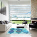 Machine Washable Transitional Blue Ivy Blue Rug in a Kitchen, wshpat1107lblu