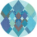 Square Patterned Blue Ivy Blue Rug, pat1107lblu